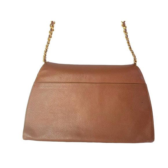 Vintage INC Purse Chain Link Strap Genuine Leather Uruguay Bag Tan Brown Camel - Picture 9 of 9